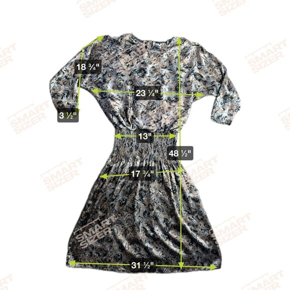 2/$18 SALE! Smocked Satin Dress Size Small Abstract Modest Artsy USA‎ Vintage - Picture 2 of 9